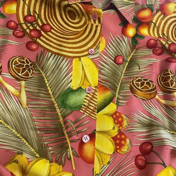 Carlisle Tropical Banana Multicolor Silk VTG Shirt Size 16 Rare - Picture 9 of 11